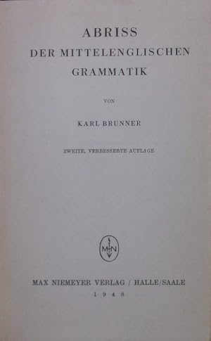 Bild des Verkufers fr Abriss der mittelenglischen Grammatik. 2., verb. Auflage. zum Verkauf von Antiquariat Bookfarm