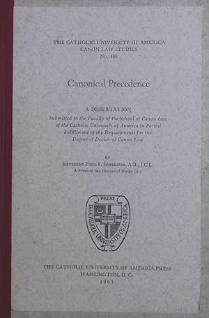 Bild des Verkufers fr Canonical precedence. a dissertation. zum Verkauf von Antiquariat Bookfarm