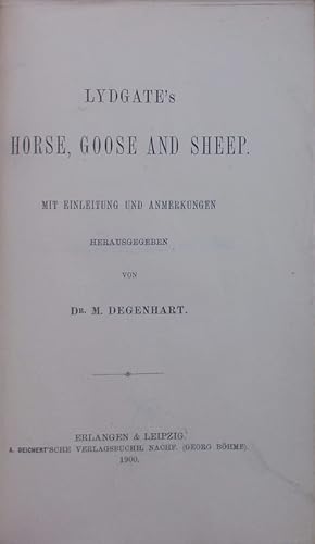 Bild des Verkufers fr Lydgate's Horse, goose and sheep. zum Verkauf von Antiquariat Bookfarm