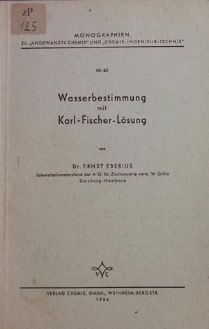 Imagen del vendedor de Wasserbestimmung mit Karl-Fischer-Lsung. a la venta por Antiquariat Bookfarm