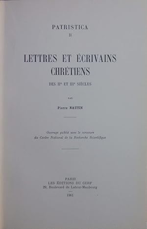 Immagine del venditore per Lettres et crivains chrtiens des IIe et IIIe sicles. venduto da Antiquariat Bookfarm