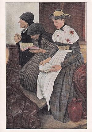 Künstler Postkarte - Wilhelm Leibl "Drei Frauen in der Kirche"
