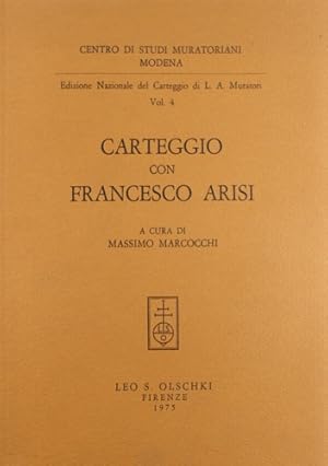 Bild des Verkufers fr Edizione Nazionale del Carteggio Muratoriano. Carteggio con Francesco Arisi. zum Verkauf von FIRENZELIBRI SRL