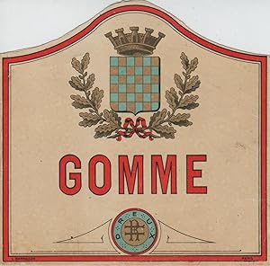 "GOMME / DREUX" Etiquette-chromo originale (entre 1890 et 1900)