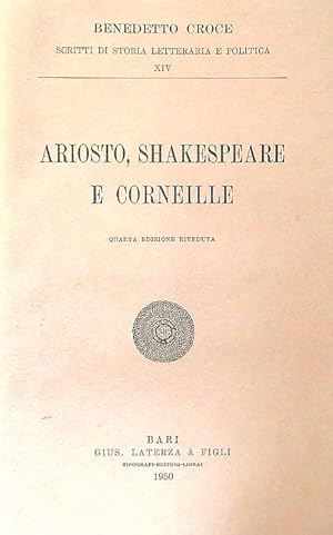 Bild des Verkufers fr Ariosto, Shakespeare e Corneille zum Verkauf von Librodifaccia