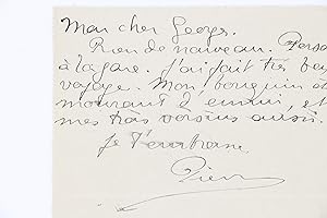Carte lettre autographe signée adressée à Georges Louis