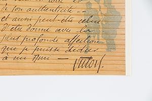 Lettre autographe signée envoyée depuis San Francisco adressée à Emile Mignard sur papier bois as...