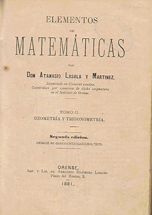 Imagen del vendedor de ELEMENTOS DE MATEMTICAS. Tomo II. Geometra y Trigonometra. a la venta por Librera Torren de Rueda