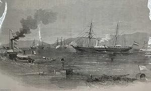 Bild des Verkufers fr The French and Austrian Imperial Yachts Entering the Red Sea from the Suez Canal. An original print from the Illustrated London News, 1869. zum Verkauf von Cosmo Books