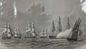 Bild des Verkufers fr The British Flying Squadron Leaving False Bay, Cape of Good Hope. An original print and separate short article from the Illustrated London News, 1869. zum Verkauf von Cosmo Books