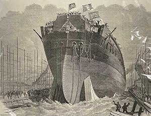Bild des Verkufers fr Attempted Launch of the Iron-Clad Frigate Northumberland at Millwall. An original print from the Illustrated London News, 1866. zum Verkauf von Cosmo Books