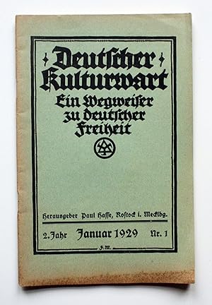 Bild des Verkufers fr Deutscher Kulturwart. Ein Wegweiser zu deutscher Freiheit. 2. Jahr Januar 1929 Nr. 1. zum Verkauf von Versandantiquariat Hsl