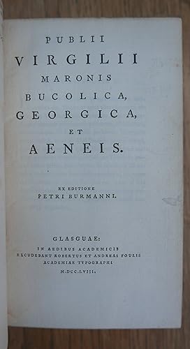 Image du vendeur pour Publii Virgilii Maronis Bucolica, Georgica, et Aeneis. Ex Editione Petri Burmanni. mis en vente par HALEWOOD : ABA:ILAB : Booksellers :1867