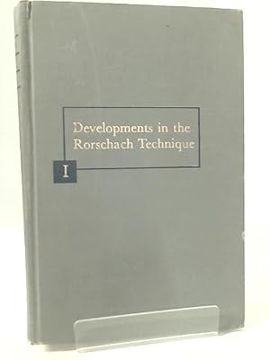 Bild des Verkufers fr Developments in the Rorschach Technique Volume One (1) Technique and Theory zum Verkauf von World of Rare Books