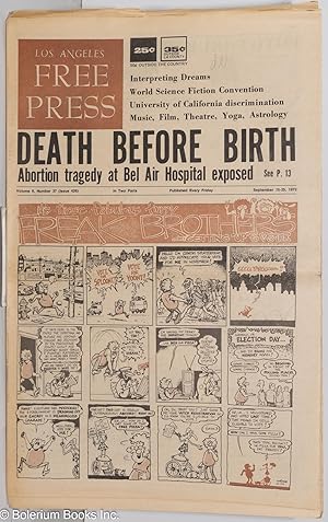 Seller image for Los Angeles Free Press, Sep 15-25, 1972 vol. 9 #37, (issue no. 426); Headline: "Death before Birth" for sale by Bolerium Books Inc.