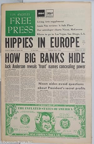 Seller image for Los Angeles Free Press, Oct 6-Oct 15, 1972 vol. 9 no. 40, (issue 429), [Headline:] "Hippies in Europe" & "How Big Banks Hide" for sale by Bolerium Books Inc.