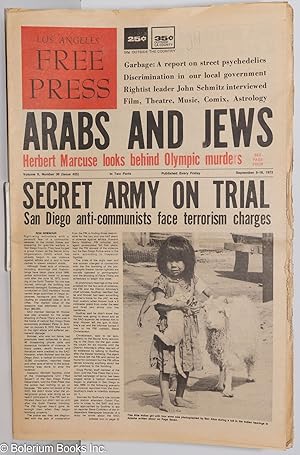 Los Angeles Free Press, Sep 8-18, 1972 vol. 9 #36, (issue 425); Headlines: "Arabs and Jews", "Sec...