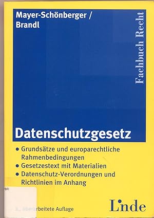 Seller image for Datenschutzgesetz Grundstze und europarechtliche Rahmenbedingungen. Gesetzestext mit Materialien. Datenschutz-Verordnungen und Richtlinien im Anhang for sale by avelibro OHG