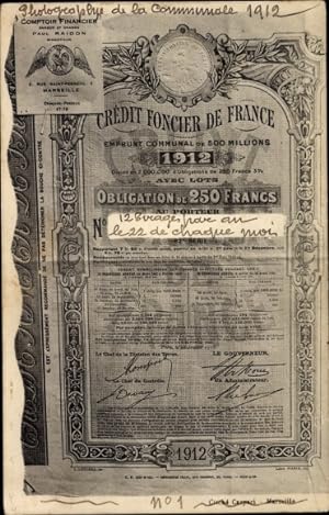 Ansichtskarte / Postkarte Credit Foncier de France, Obligation de 250 Francs