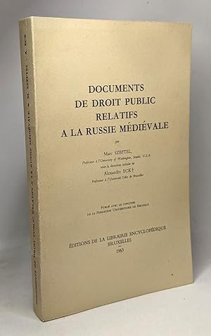 Imagen del vendedor de Documents de droit public relatifs � la Russie m�di�vale a la venta por crealivres