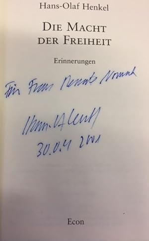 Seller image for Die Macht der Freiheit. - signiert, Widmungsexemplar Erinnerungen. for sale by Bhrnheims Literatursalon GmbH