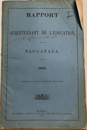 Rapport du surintendant de l'éducation pour le Bas-Canada pour 1854