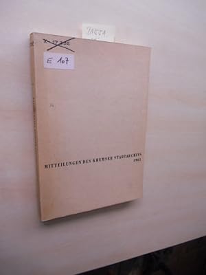 Bild des Verkufers fr Mitteilungen des Kremser Stadtarchivs 1. zum Verkauf von Klaus Ennsthaler - Mister Book