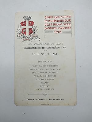 Circolo sociale di Cirie'. Festa di inaugurazione della nuova sede. Domenica 1o ottobre 1905. La ...