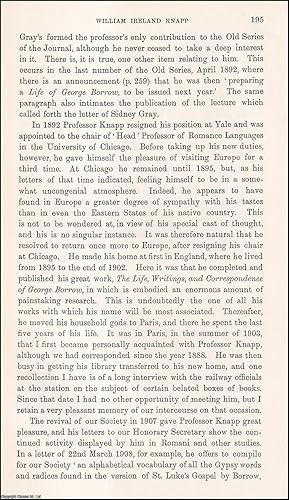 Imagen del vendedor de Professor William Ireland Knapp, Scholar. An uncommon original article from the Journal of the Gypsy Lore Society, 1909. a la venta por Cosmo Books