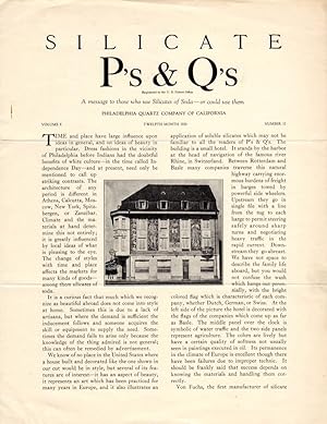 SILICATE P'S & Q'S: A MESSAGE TO THOSE WHO USE SILICATES OF SODA - OR COULD USE THEM, VOL. 9, NO....