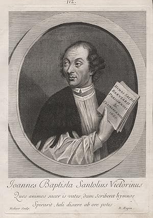 Bild des Verkufers fr Joannes Baptista Santolius Victorinus." - Jean de Santeul (1630-1697) Neo Latin poet poete Portrait zum Verkauf von Antiquariat Steffen Vlkel GmbH