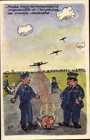 Künstler Ansichtskarte / Postkarte L'Armee de l'Air. Une Vocation, Französische Soldaten, Hund, K...