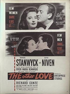 Seller image for The Other Love Trade Print Ad 1947 Barbara Stanwyck, David Niven, Richard Conte for sale by AcornBooksNH