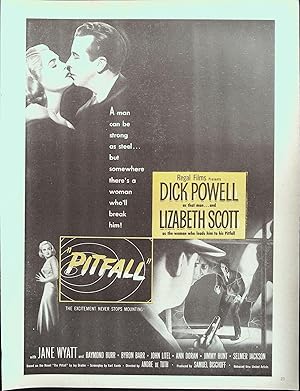 Image du vendeur pour Pitfall Trade Print Ad 1948 Dick Powell, Elizabeth Scott mis en vente par AcornBooksNH