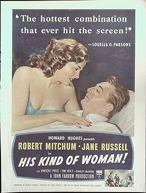 Seller image for His Kind of Woman Trade Print Ad 1951 Robert Mitchum, Jane Russell, Vincent Price for sale by Acorn Books