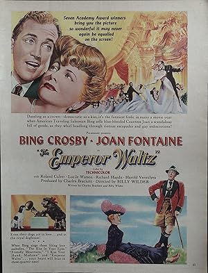 Seller image for The Emperpr Waltz Trade Print Ad 1948 Bing Crosby, Joan Fontaine, Roland Culver for sale by AcornBooksNH