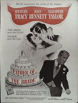 Image du vendeur pour The Father of the Bride Trade Print Ad 1950 Spencer Tracy, Elizabeth Taylor mis en vente par AcornBooksNH