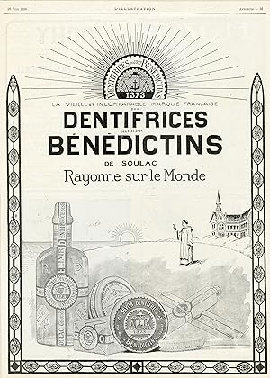"SAVONS DENTIFRICES BÉNÉDICTINS" Annonce originale entoilée L'ILLUSTRATION 26 Juin 1926