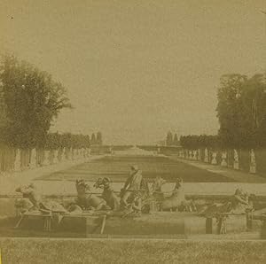 France Versailles Chateau Bassin d'Apollon Old Photo Stereo 1870