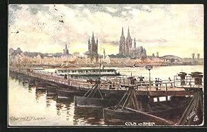 Bild des Verkufers fr Knstler-Ansichtskarte Charles F. Flower: Cln / Rhein, Gesamtansicht mit Dom zum Verkauf von Bartko-Reher