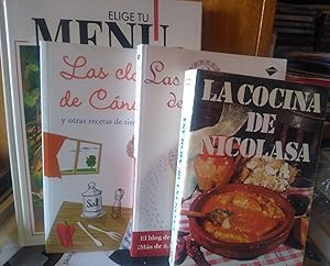 Imagen del vendedor de LAS CLOQUETAS DE CNDIDA y otras recetas de siempre 2 edicin + LAS RECETAS DE MAM 2 edcin + LA COCINA DE NICOLASA + ELIGE TU MEN Nueva cocina tradicional (4 libros) a la venta por Libros Dickens