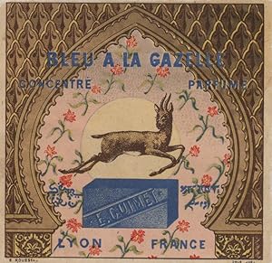 "BLEU A LA GAZELLE / E. GUIMET Lyon" Etiquette-chromo originale (entre 1890 et 1900)