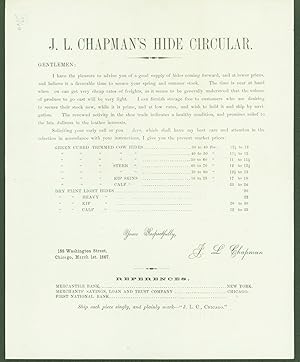 J. L. Chapman'a Hide Circular (Chicago, 1867) (advertising broadside)