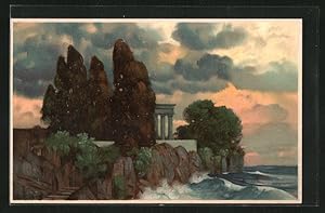 Seller image for Knstler-Ansichtskarte Eduard Rdishli: Bume auf einer Insel im Meer for sale by Bartko-Reher