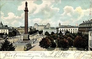 Bild des Verkufers fr Ansichtskarte / Postkarte Darmstadt in Hessen, Luisenplatz mit Monument Ludwig I., Tram zum Verkauf von akpool GmbH