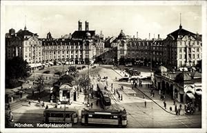 Ansichtskarte / Postkarte München, Karlsplatzrondell, Straßenbahn - Inh. Gg. Maier