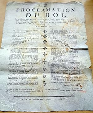 French Postal Broadside. Boulogne District 1790. Proclamation Du Roi. (Proclamation of the King, ...
