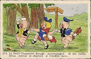 Seller image for Knstler Ansichtskarte / Postkarte Petit Chaperon Rouge, Rotkppchen, Die drei kleinen Schweinchen, Walt Disney for sale by akpool GmbH