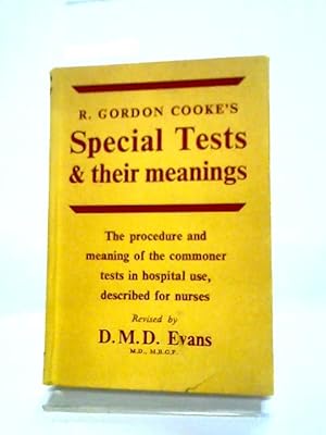 Imagen del vendedor de Special Tests and their Meanings a la venta por World of Rare Books