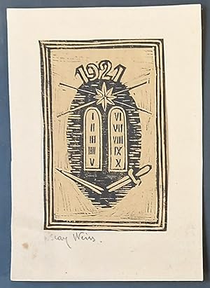 Bild des Verkufers fr Neujahrsgrsse 1921. Linolschnitt (9,5x6,2 cm), monitert auf strkerem Papier (13,5x9,6 cm) unten links in Bleistift signiert. zum Verkauf von Biblion Antiquariat